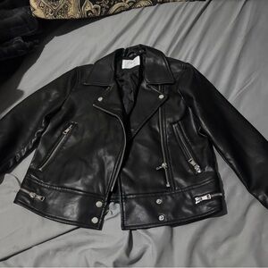 Zara Black Leather Biker Jacket